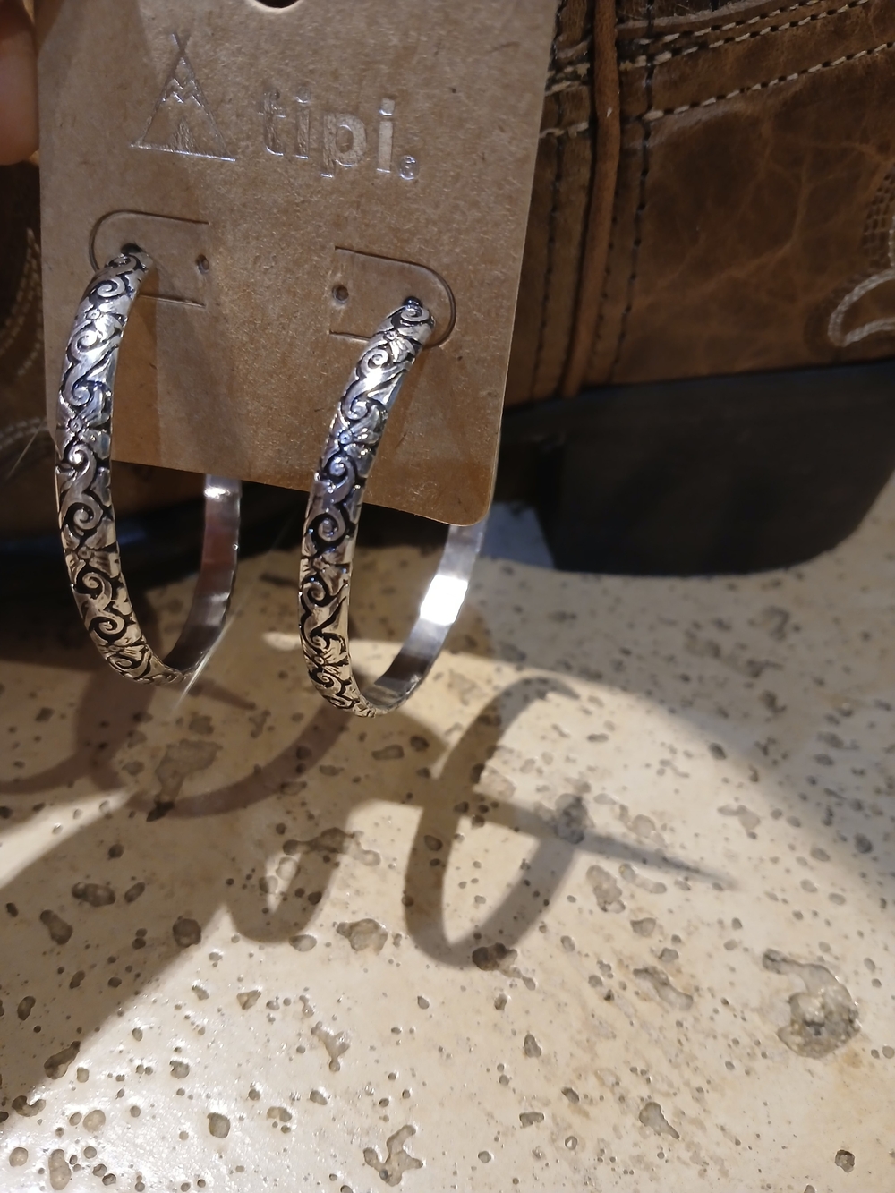 Silver-Tone Filigree Hoop Earrings - Silver